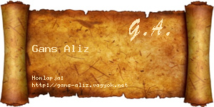 Gans Aliz névjegykártya